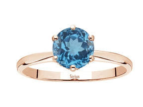 Bague Rosetta en diamant et topaze bleue de Londres