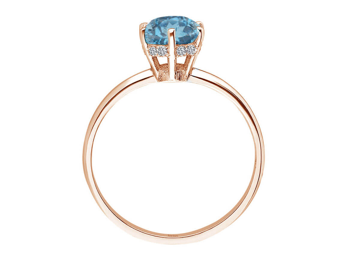 Bague Rosetta en diamant et topaze bleue de Londres