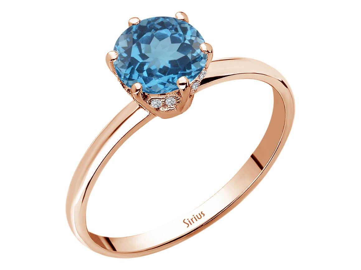 Diamond and London Blue Topaz Rosetta Ring