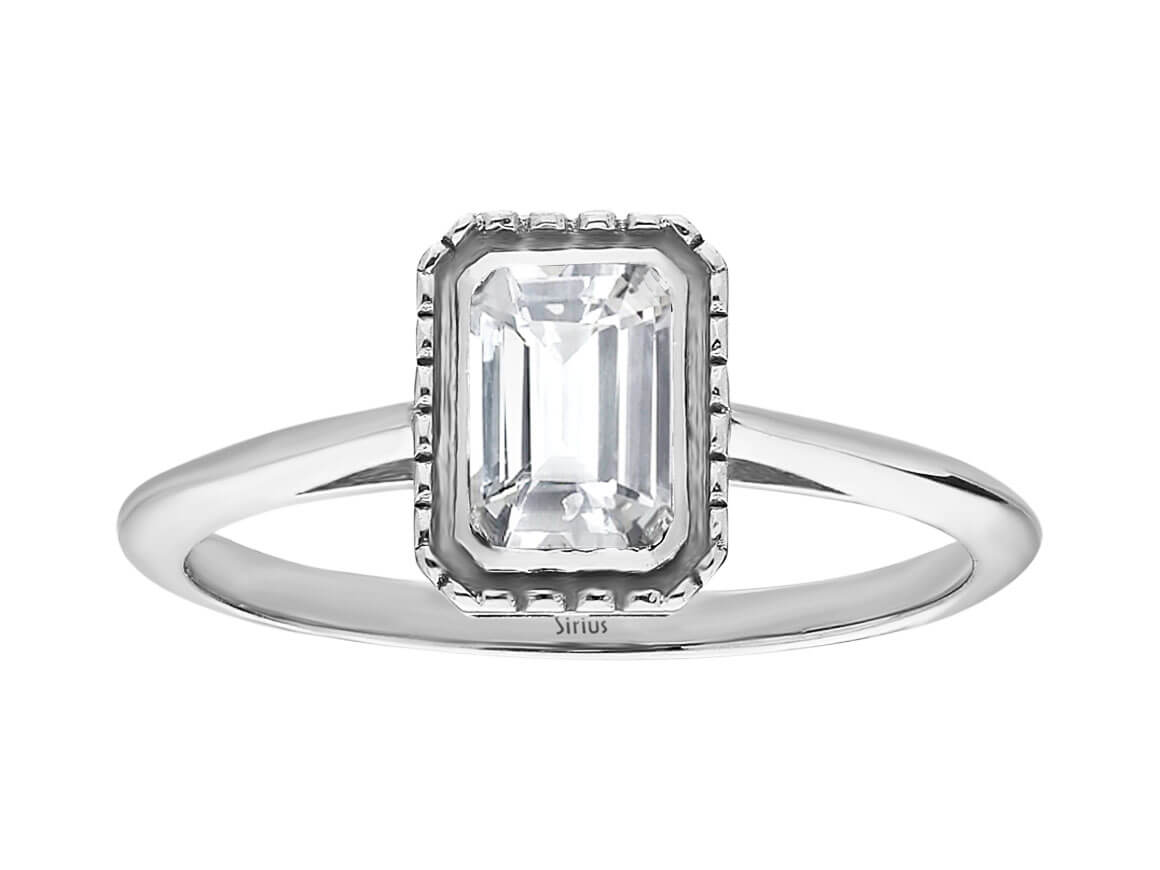 Emerald Cut White Sapphire Solitaire Ring