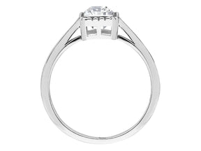 Bague solitaire saphir blanc taille émeraude