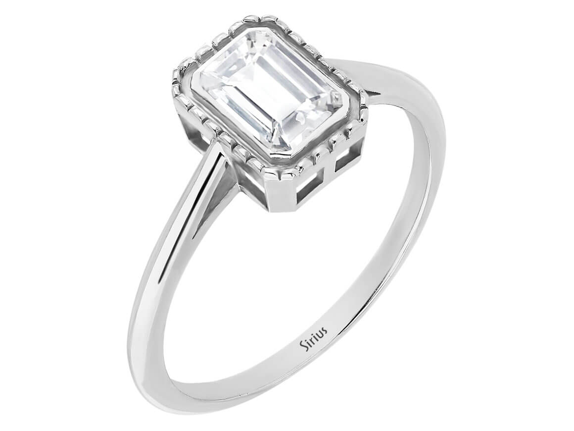 Emerald Cut White Sapphire Solitaire Ring