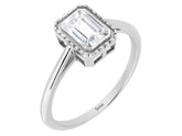 Bague solitaire saphir blanc taille émeraude