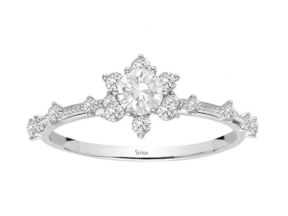 Diamond and White Sapphire Solitaire Ring