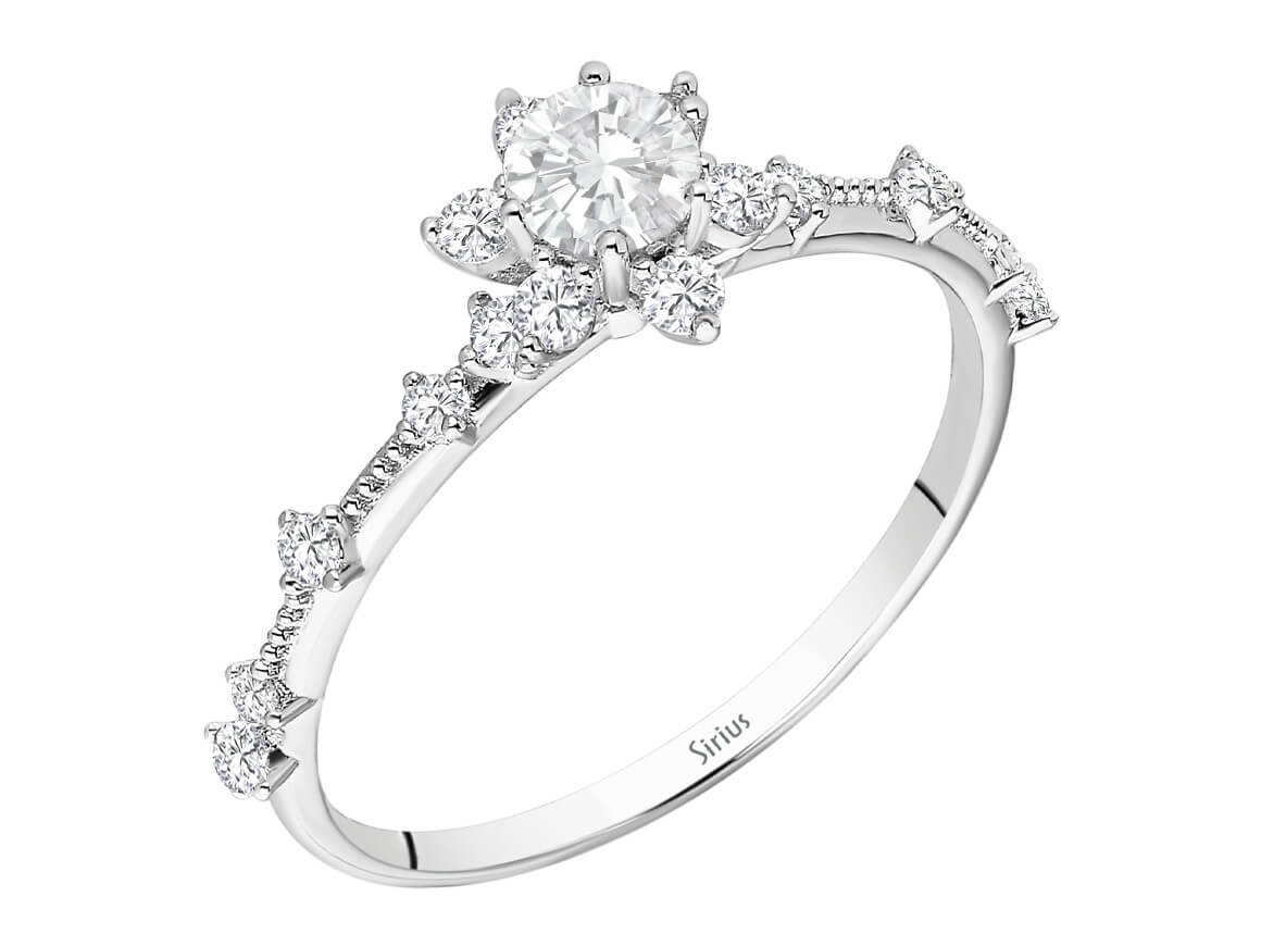 Diamond and White Sapphire Solitaire Ring