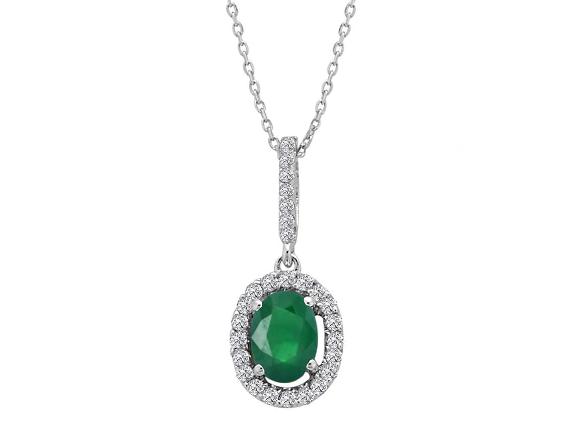 Diamant und Oval Smaragd Collier