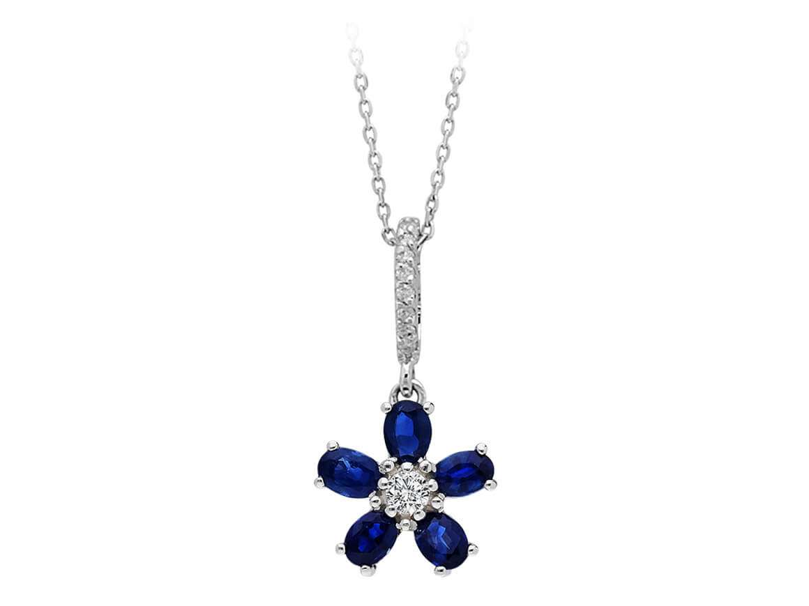 Diamant und Oval Saphir Violett Collier
