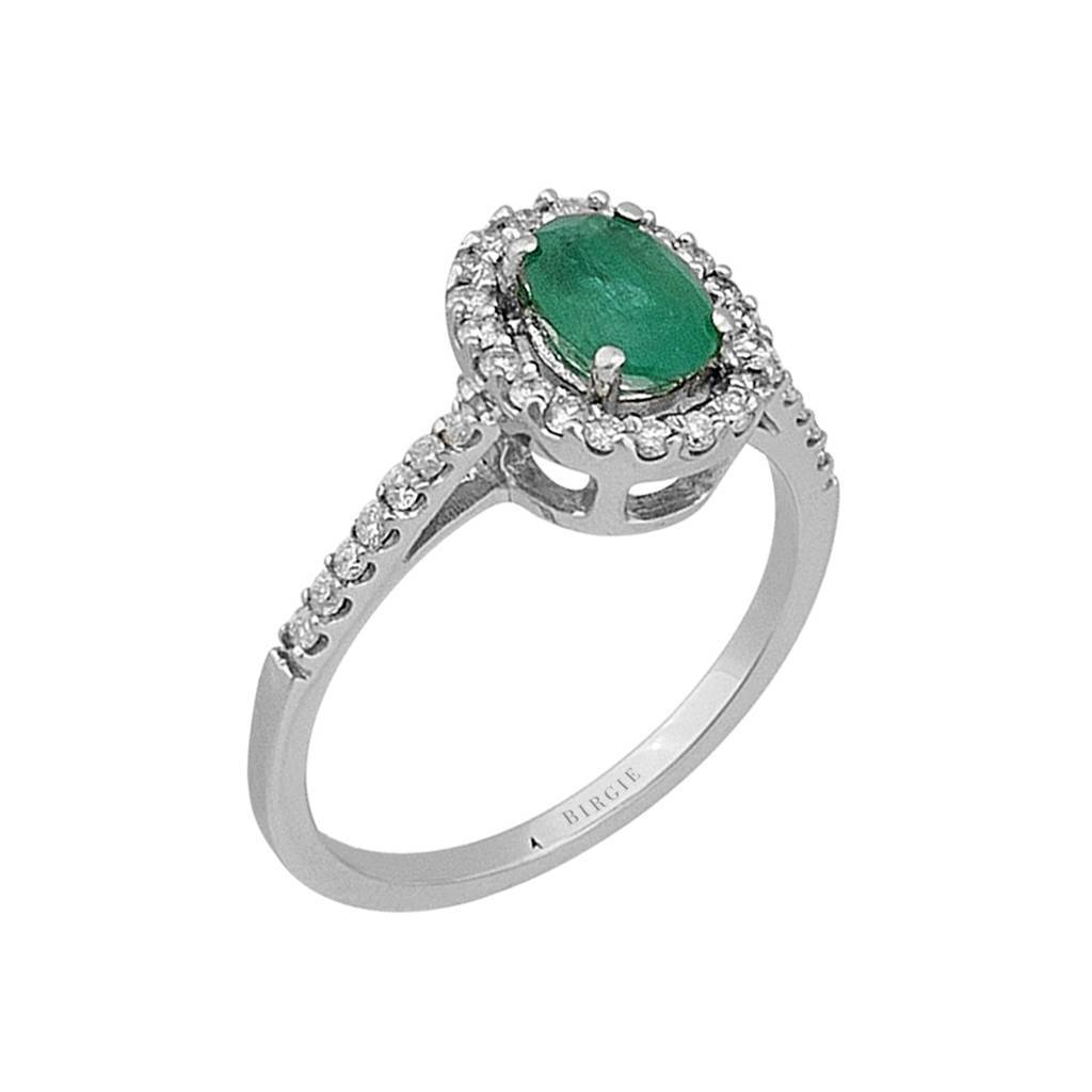 Bague diamant et émeraude ovale