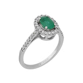 Bague diamant et émeraude ovale
