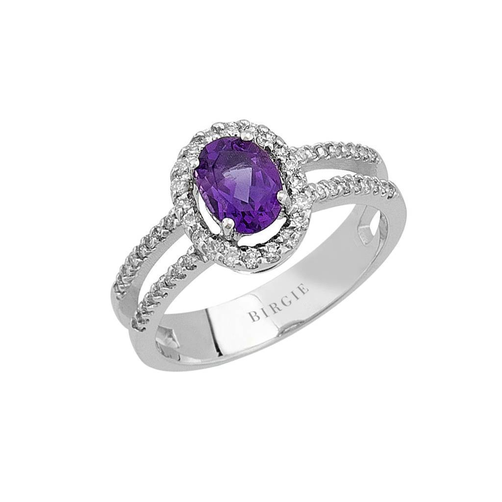 Bague diamant et améthyste ovale