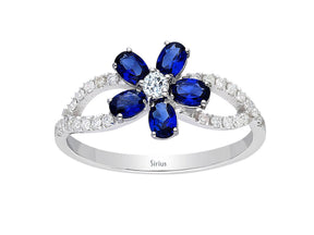 Diamond and Oval Sapphire Violet Ring