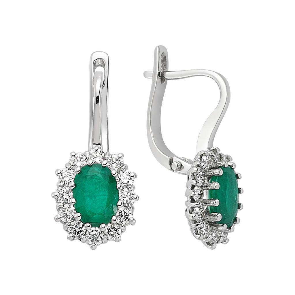 Diamond and Oval Emerald Earrings