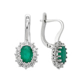 Diamond and Oval Emerald Earrings