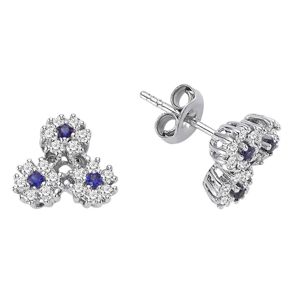 Boucles d'oreilles puces diamants et saphirs