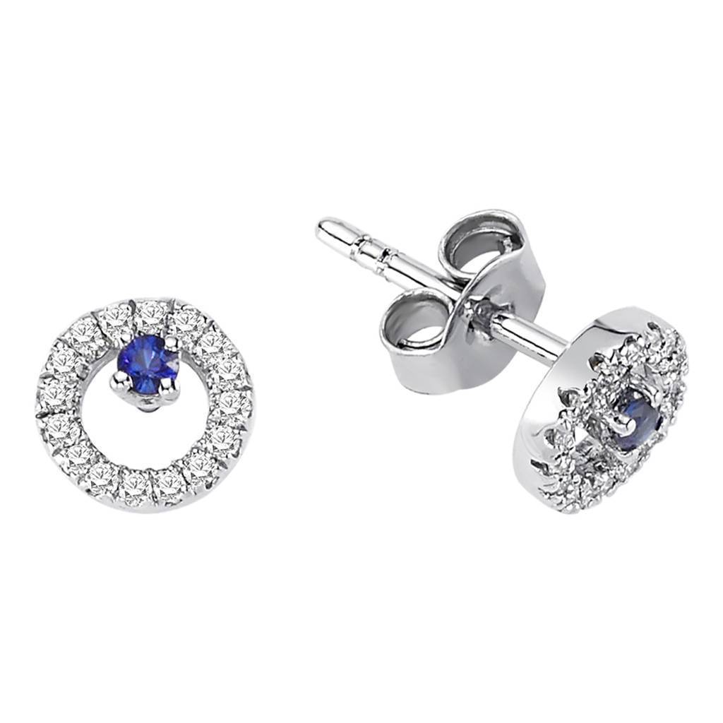 Boucles d'oreilles puces diamants et saphirs