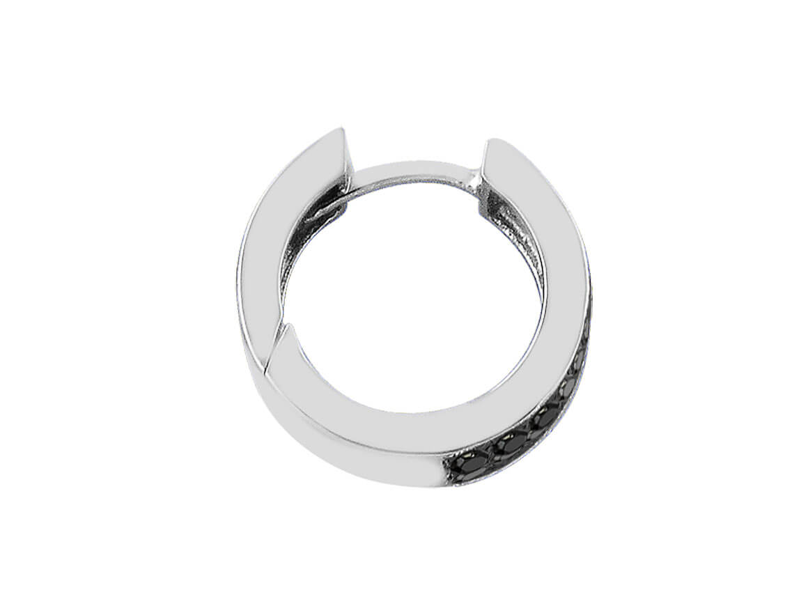 Three Row Black Diamond Men's Hoop Earrings
