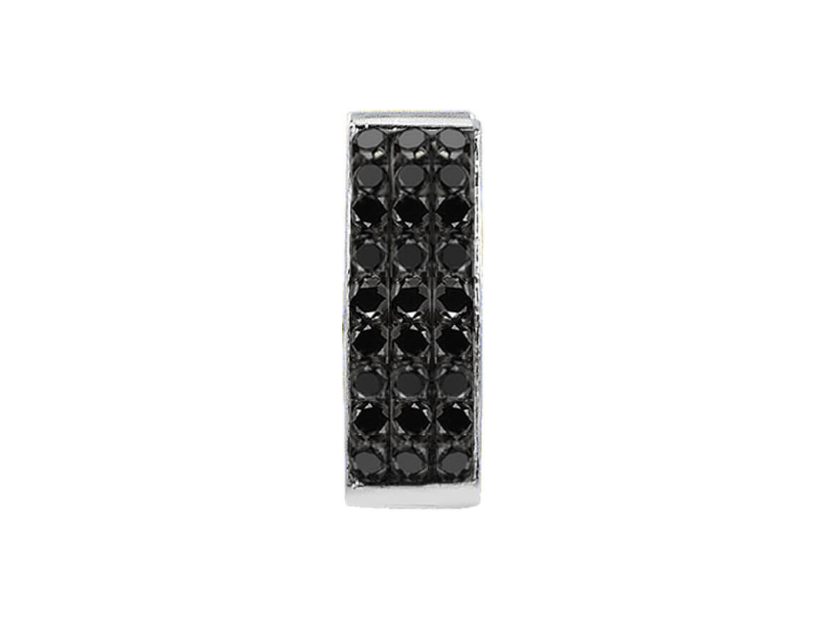 Three Row Black Diamond Men's Hoop Earrings