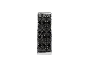 Three Row Black Diamond Men's Hoop Earrings