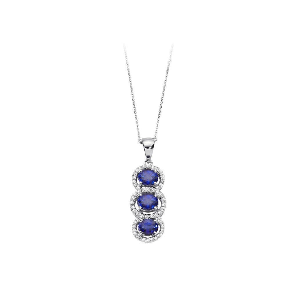 Diamond and Tria Sapphire Necklace