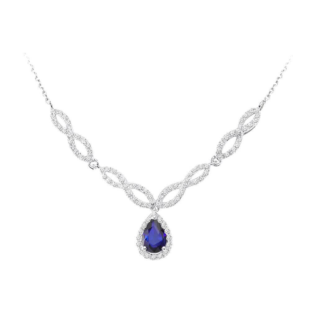Diamond and drop sapphire necklace