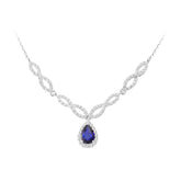 Collier diamant et saphir en forme de larme