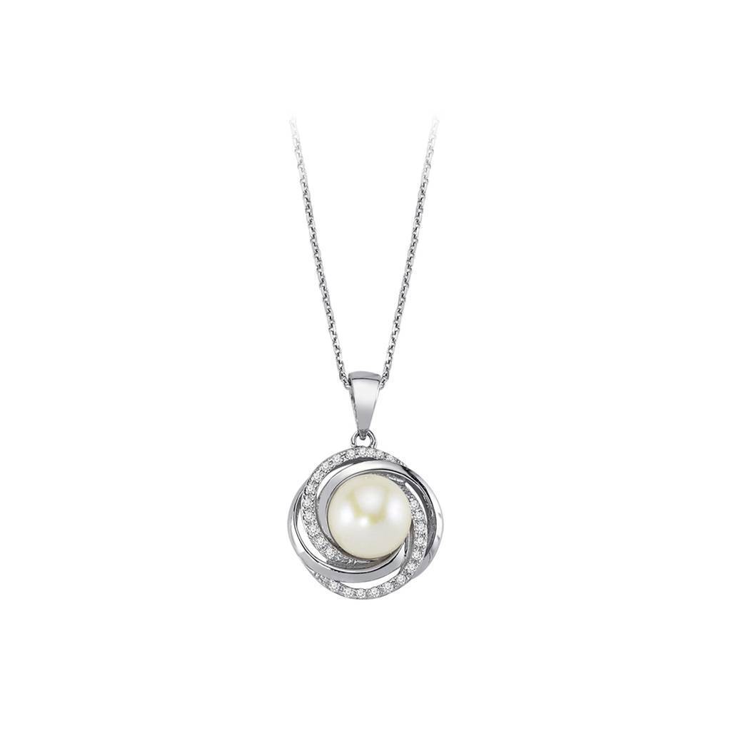 Collier spirale diamants et perles
