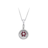 Collier floral double rang diamants et rubis