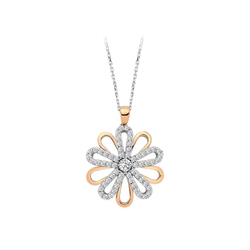 Gänseblümchen Design Diamant Collier in Rot- und Weißgold - Birgie Diamant | Fine Jewellery - Diamant & Edelstein Schmuck