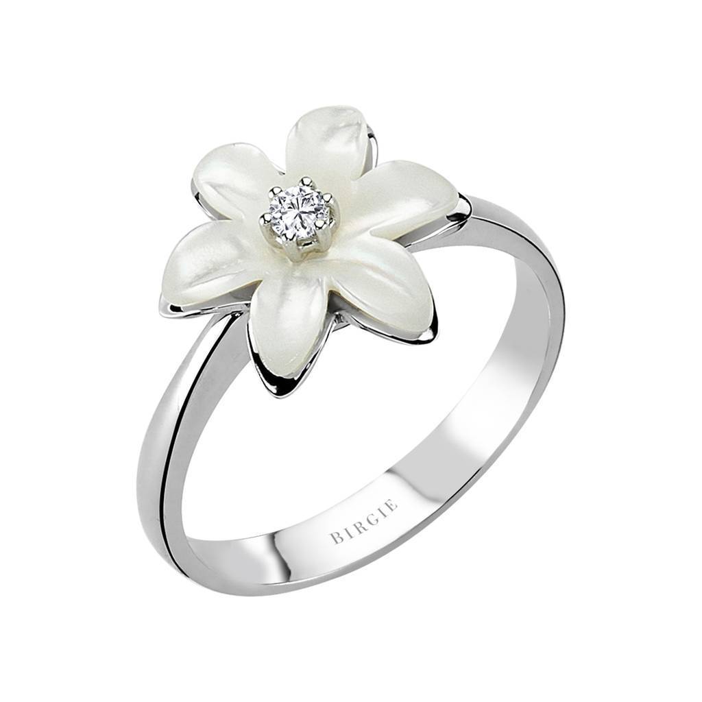 Bague flocon de neige diamant et nacre