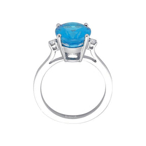 Diamond and Oval Blue Topaz Ring