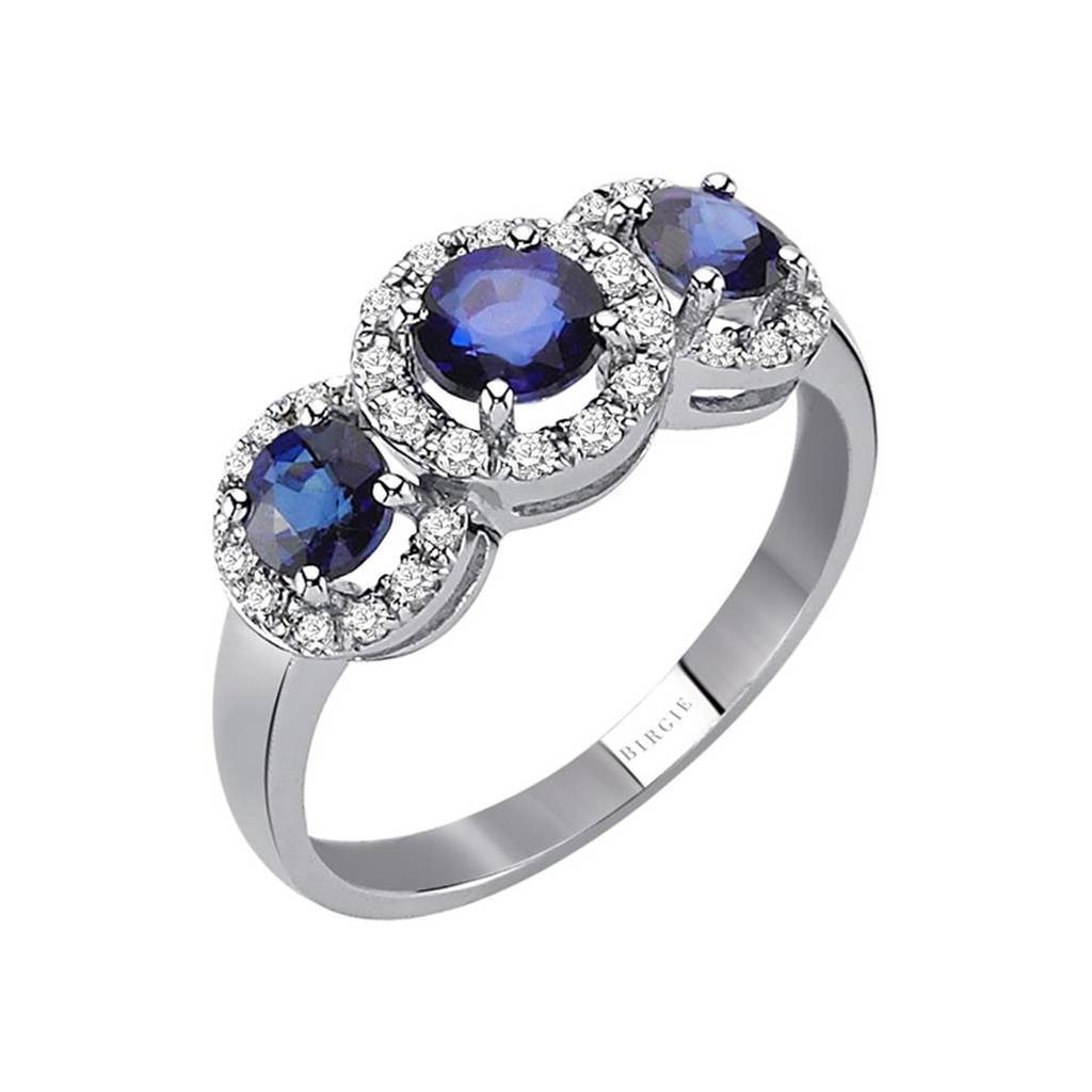 Diamond and Sapphire Tria Ring