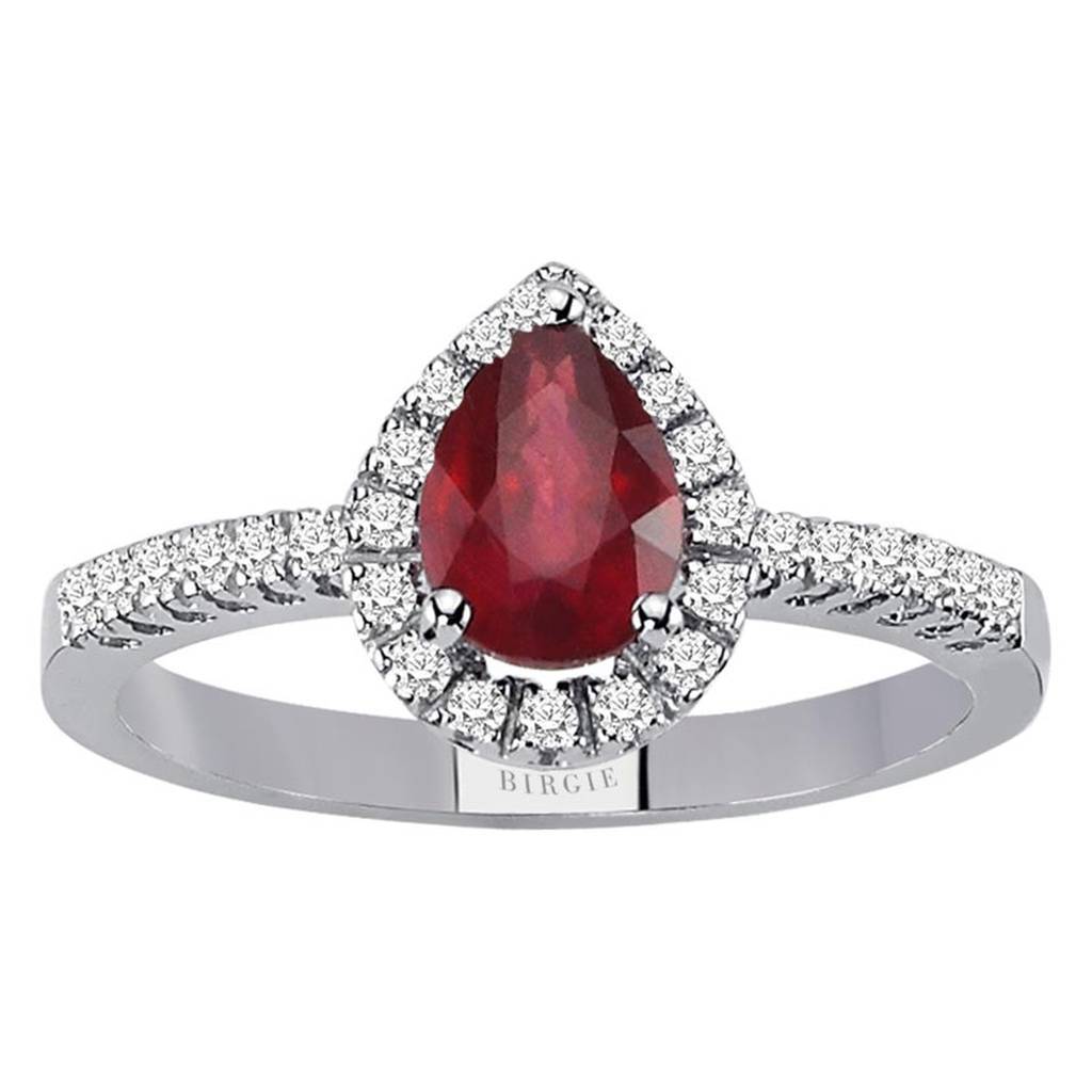 Diamond and teardrop ruby ​​ring