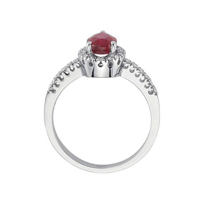 Diamond and teardrop ruby ​​ring