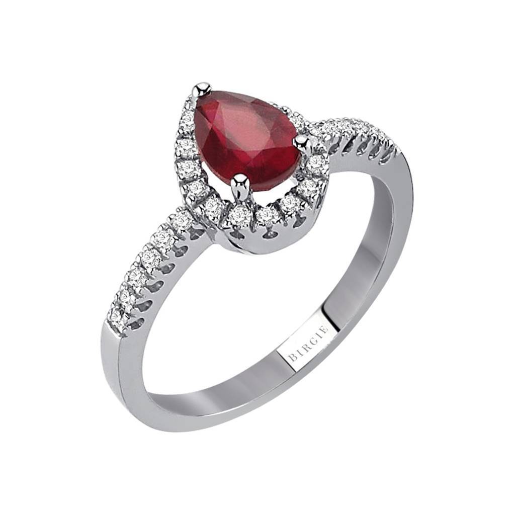 Diamond and teardrop ruby ​​ring