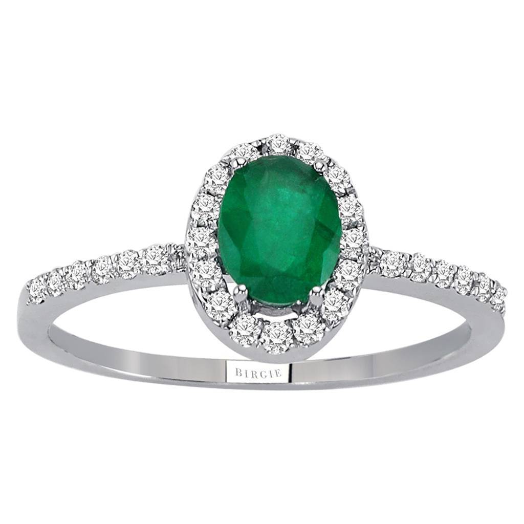 Diamond and Oval Emerald Ring