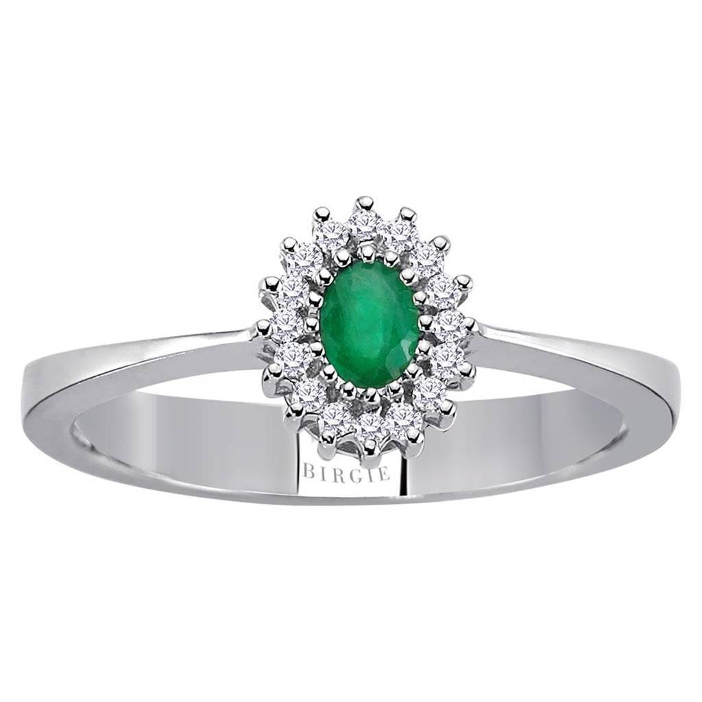 Diamond and Oval Emerald Ring