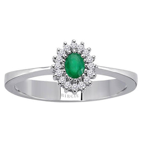 Diamond and Oval Emerald Ring