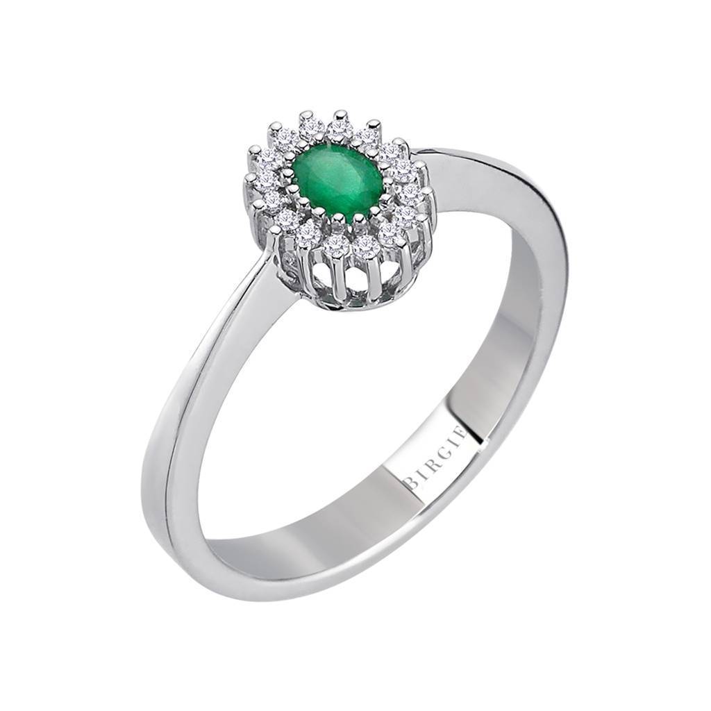 Diamond and Oval Emerald Ring