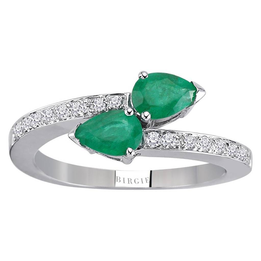 Diamond and Pear Emerald Ring