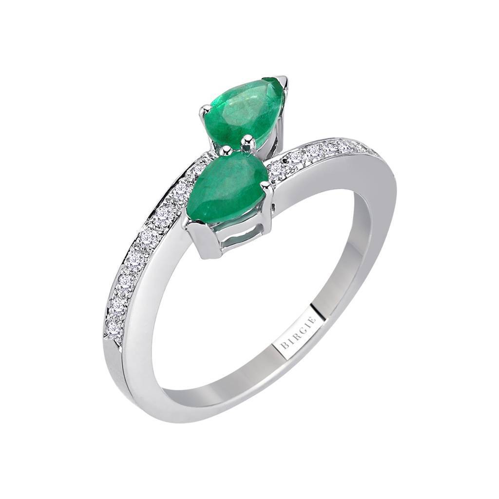 Diamond and Pear Emerald Ring