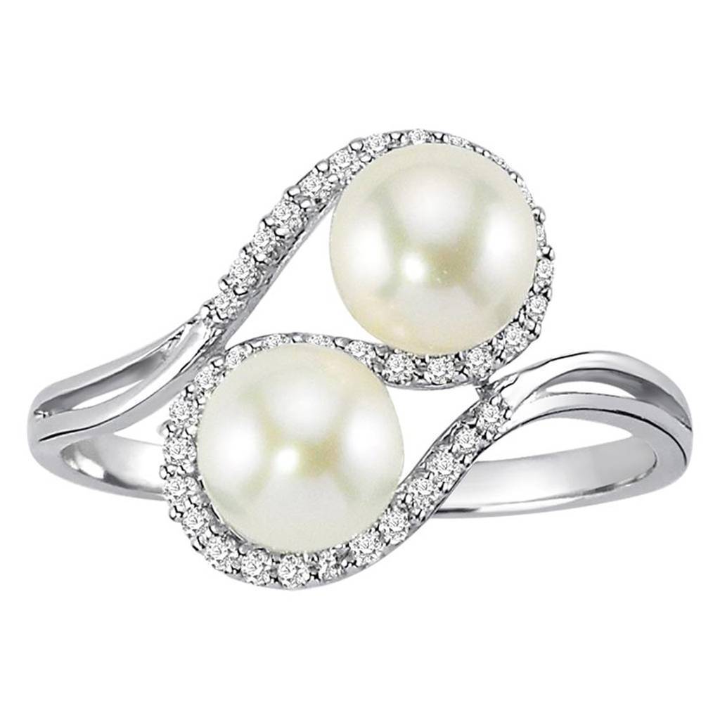Diamant und Doppelte Perle Ring