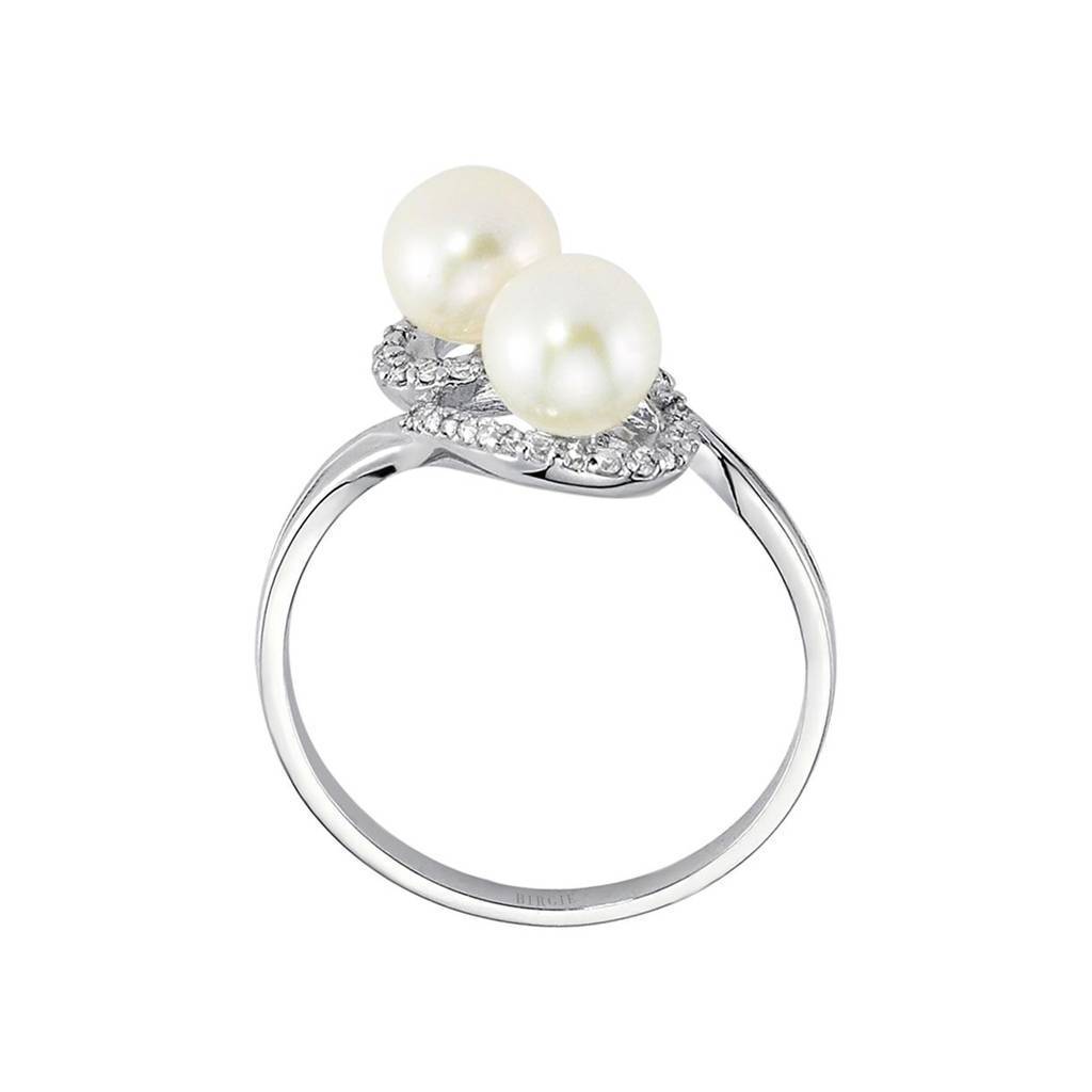 Diamant und Doppelte Perle Ring