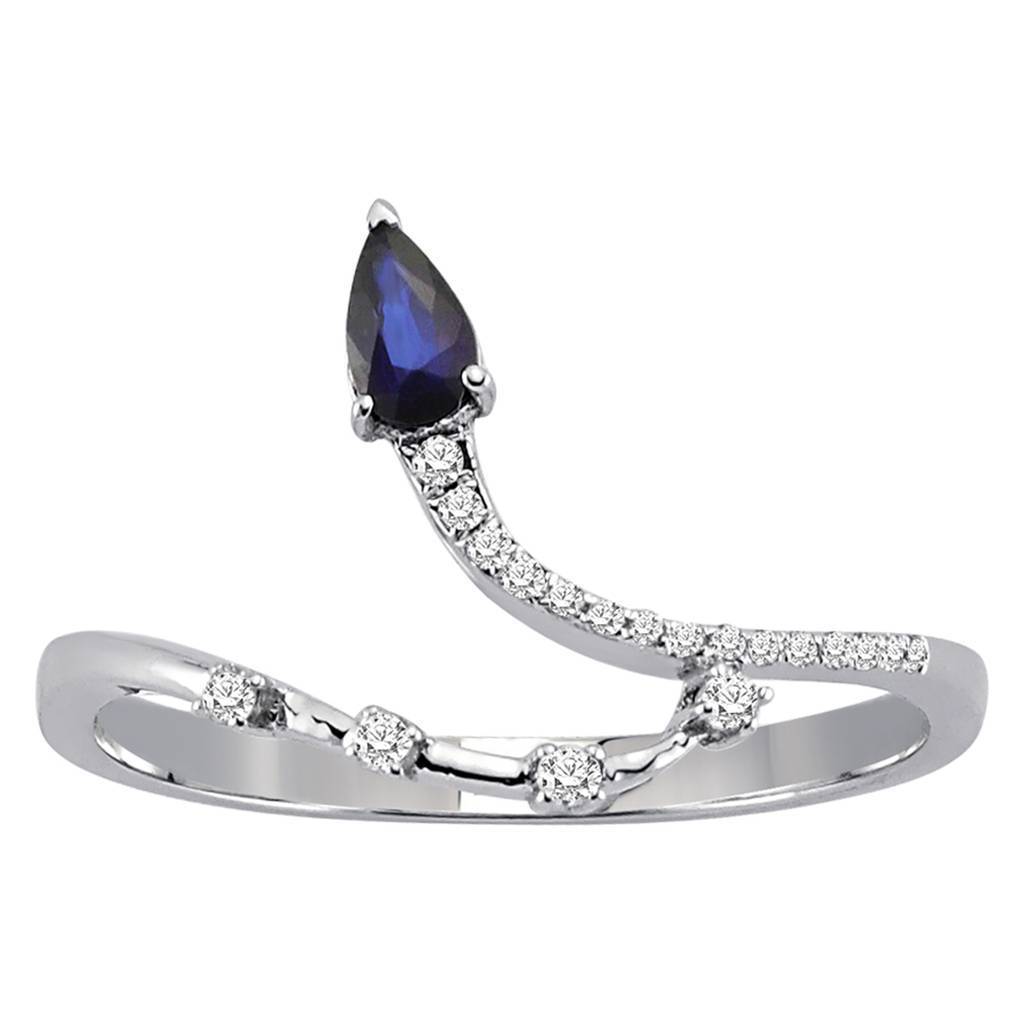 Diamond and drop sapphire ring