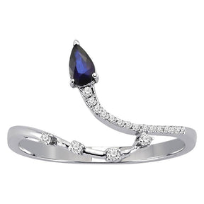 Diamond and drop sapphire ring
