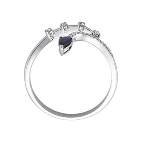 Diamond and drop sapphire ring