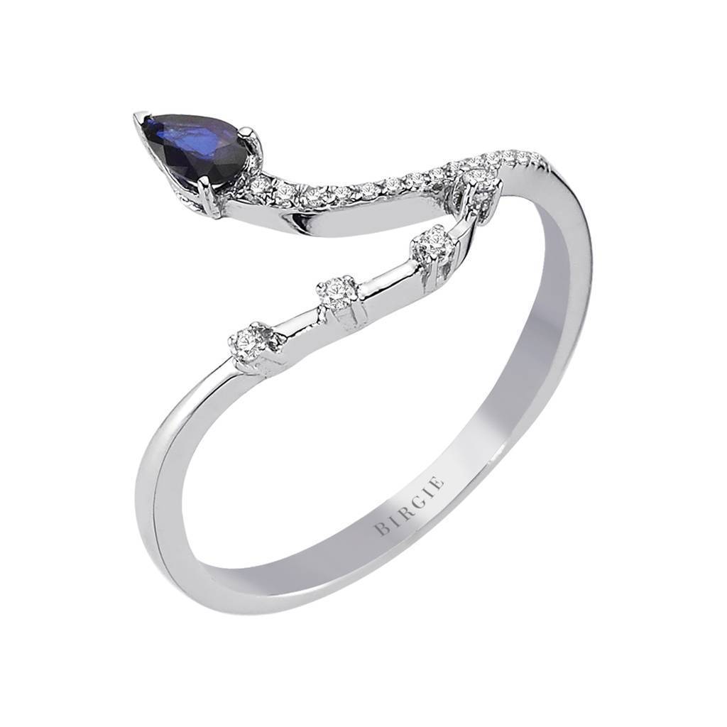 Diamond and drop sapphire ring