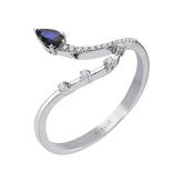 Diamond and drop sapphire ring