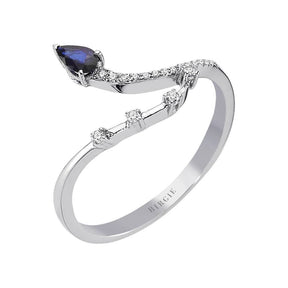 Diamond and drop sapphire ring