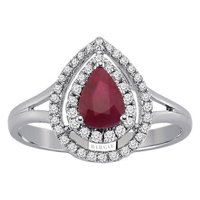 Two Row Diamond and Drop Ruby Ring