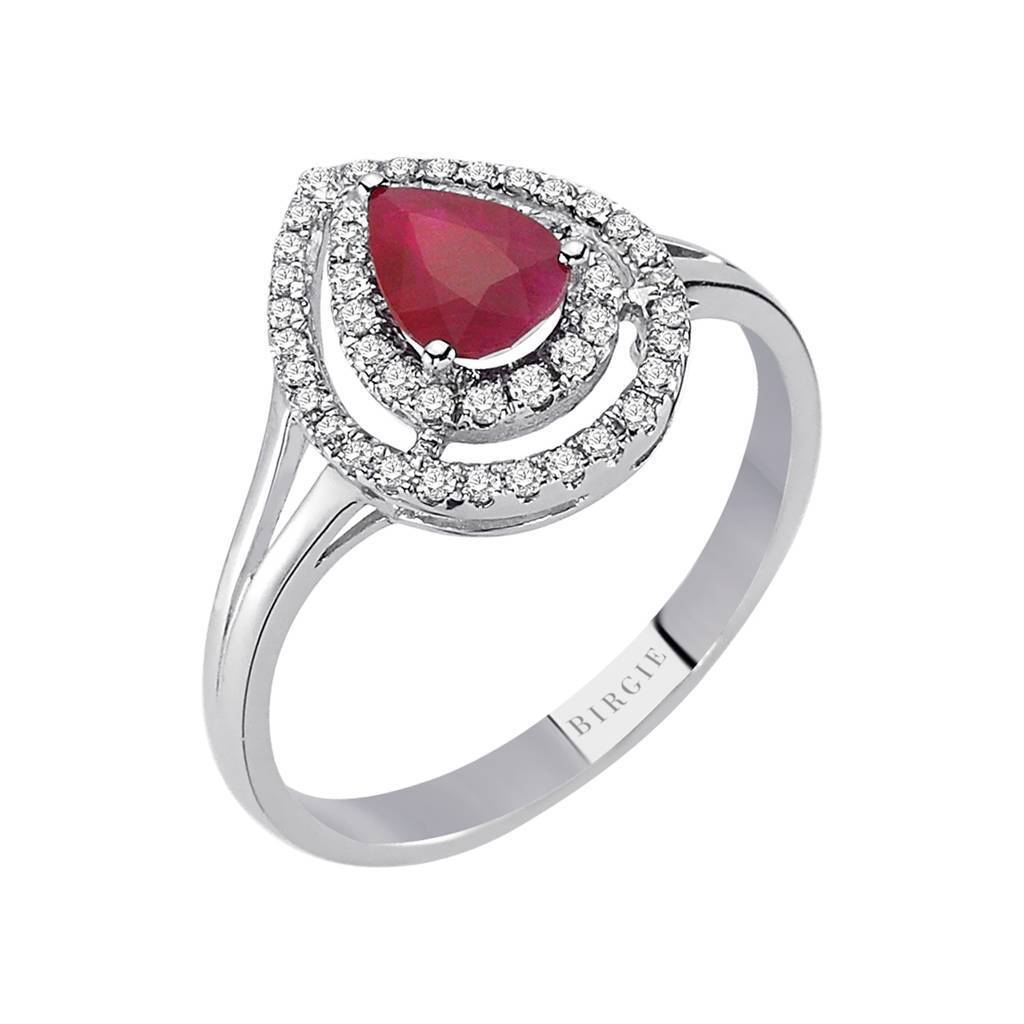 Two Row Diamond and Drop Ruby Ring